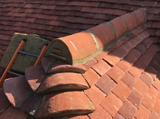 Re-roofing project. Dormer detail with granny bonnet - hogsback ridge